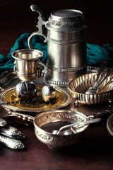 Fototapeta na wymiar Old silver ware