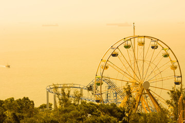Ferris Wheel at amusement park, Ocean Park, Hong Kong, China