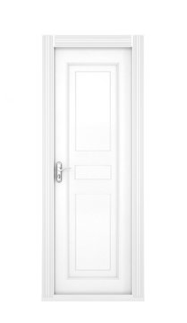 White door isolated on white background. 3d illustration