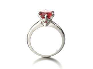 3D illustration gold ring with garnet gemstone. Jewelry background. Fashion accessory