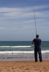  fishing on the seashore