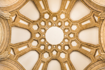 Dome ceiling of the Palace of Fine Arts - San Francisco. Patterns in Palace of Fine Arts, San Francisco. Inside the dome of the Palace of Fine Arts in San Francisco, California.