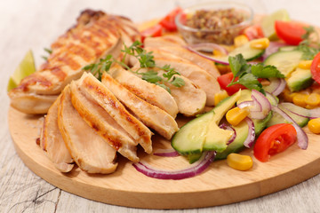 barbecue chicken and vegetables