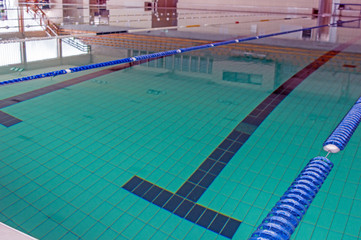 Fototapeta na wymiar Straps in Big Olympic Swimming Pool