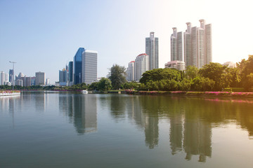 Obraz na płótnie Canvas Cityscape and river in Bangkok Thailand 