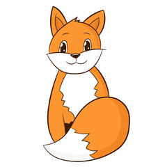 Cartoon animal. Cute isolated fox on white background. Hand drawn. Vector illustration