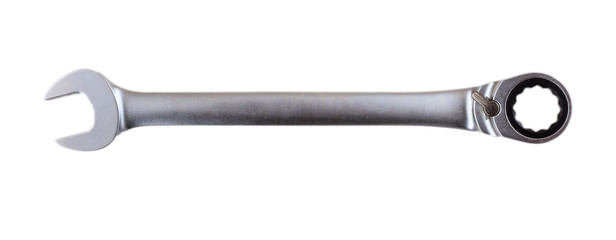 Spanner wrench isolated on white background, top view
