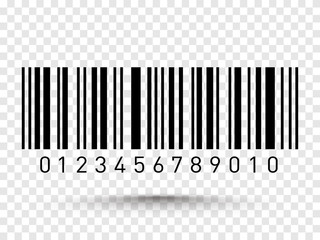 Barcode isolated on transparent background. Vector icon