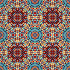 Ornate floral seamless texture, endless pattern with vintage mandala elements.