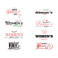 Happy women's day. Minimalist design - badge, sticker, for gifts for the spring holiday, for postcards, corporate styles, for sales
