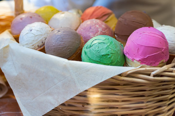 assorted ice cream in wafer cup