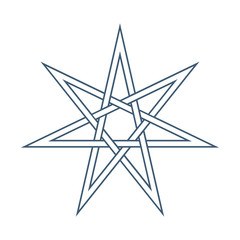 Obraz premium Seven point star or septagram, known as heptagram. Elven or Fairy Star, magical or wiccan witchcraft heptagram symbol. Heptagon mystic sign.