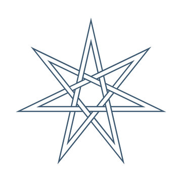 Seven point star or septagram, known as heptagram. Elven or Fairy Star, magical or wiccan witchcraft heptagram symbol. Heptagon mystic sign.