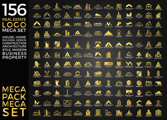 Mega Set and Big Group, Real Estate, Building and Construction Logo Vector Design Eps 10
