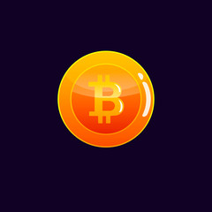 Bitcoin cryptocurrency coin, icon of virtual currency. 