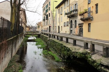 Fototapeta premium a river in Naviglio, Milan