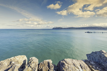 Scenic Coast of Llandudno at Bright Sunny Day