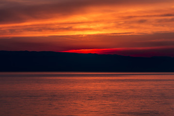 Red morning sky over the sea
