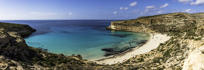 Panoramic view of the Rabbit beach, Lampedusa