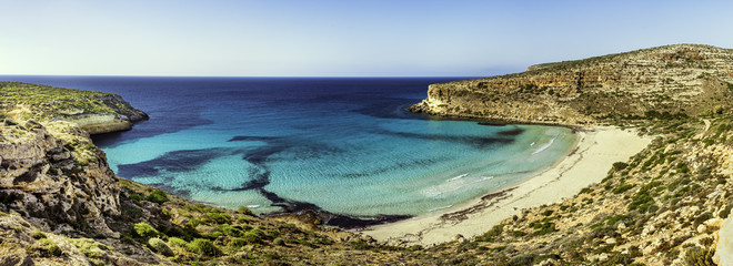 Panoramic view of the Rabbit beach, Lampedusa
