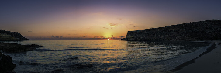 Fototapeta premium Sunset over the Rabbit beach, Lampedusa