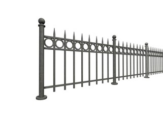 Naklejka premium iron fence on isolated white background 3d illustration