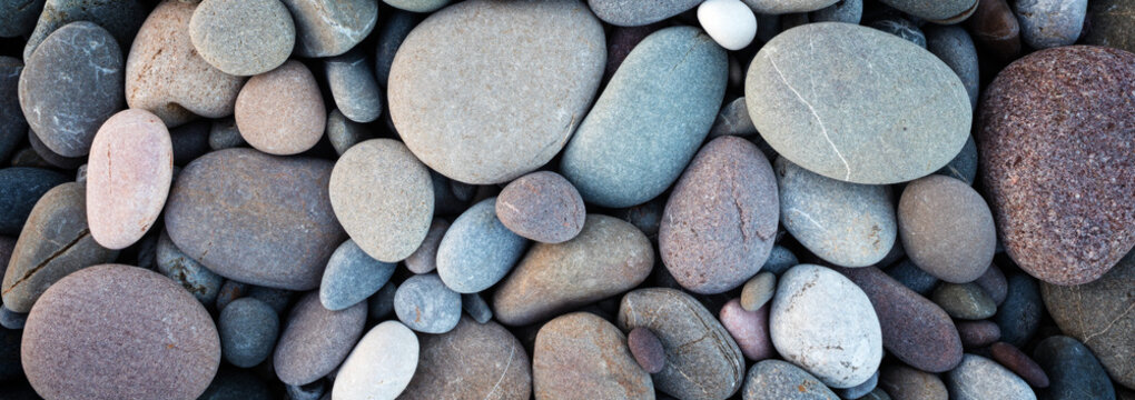 Fototapeta Web banner abstract smooth round pebbles sea texture background