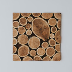 Creative layout made of wood texture. Nature background . Flat lay pattern