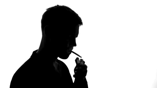 Smoking male coughing and throwing away cigarette, bad habit addiction, cancer