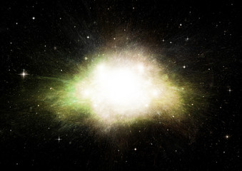 Fototapeta premium Stars, dust and gas nebula in a far galaxy