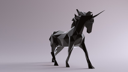 Black Unicorn made out of triangles 3d illustration © paul