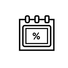 Calendar percent icon thin line outline isolated on white background for your web and mobile app design, vector illustration