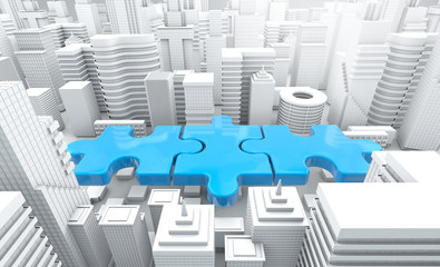 merger and acquisition business concept, join company on puzzle pieces