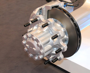 A Cutaway Display of A Lorry Truck Brake Assembly.