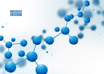 Molecule background. Atoms. Molecular structure with blue connected particles