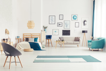Fototapeta premium Blue open space interior