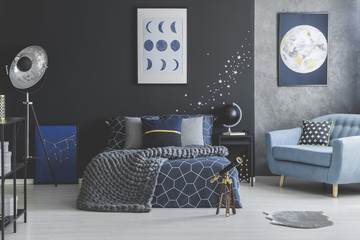 Star stickers in blue bedroom