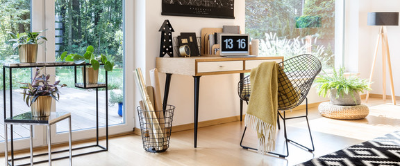 Spacious home office with plants