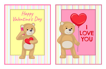 I Love You and Me Teddy Bears Vector