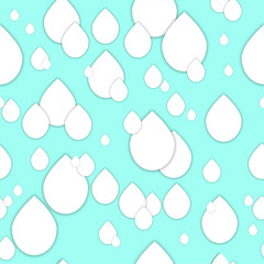 Seamless 3d pattern in trendy paper art style. White paper water drops collage background. Geometric design for banner, cover, brochure, template.  World Water Day - 22 march.  No visible mesh borders