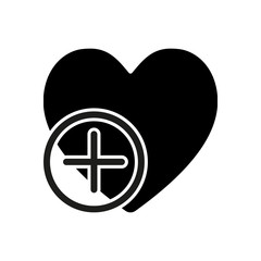 heart and plus. simple silhouette