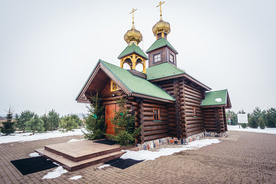 New log church of Orthodox skete of St Anthony and Theodosius of Kiev Caves in Ordynki, small village in Podlasie region of Poland