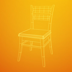 Chair with backrest wireframe low poly mesh vector illustration