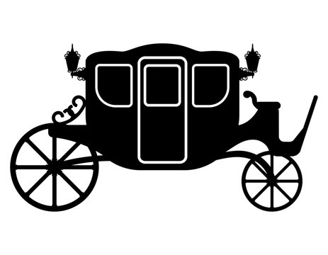 royal carriage for transportation of people black outline silhouette vector illustration