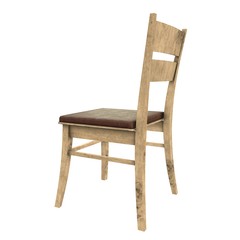 Wooden Chair with backrest 3d render isolated on white