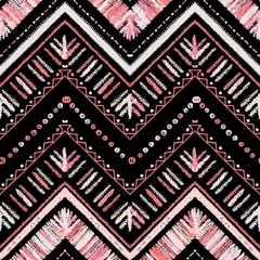 Gordijnen Strepen helder tribal naadloos patroon met zigzag © Pictulandra