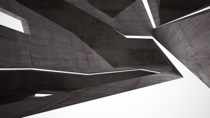 Fototapeta premium Abstract white and brown concrete parametric interior with window. 3D illustration and rendering.