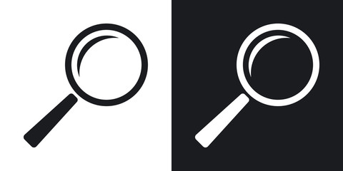 Vector search icon. Two-tone version on black and white background