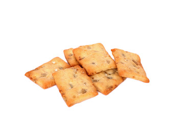 small crispy bread on white background