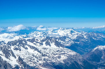 Fototapeta na wymiar Mont Blanc mountain peak in Chamonix, France